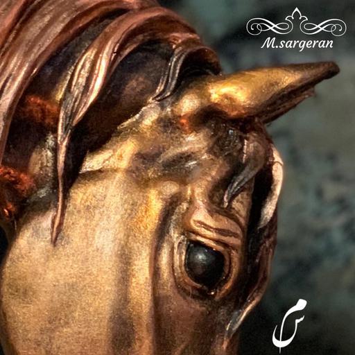 تندیس اسب پلی استر کار شده با ورق مس-صنایع دستی-قابل شستشو-رنگ ثابت-دکوری خاص