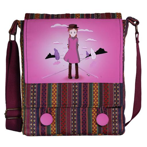 کیف دوشی چی چاپ دخترانه طرح کارتون آنشرلی با موهای قرمز با پارچه سنتی کد Anne