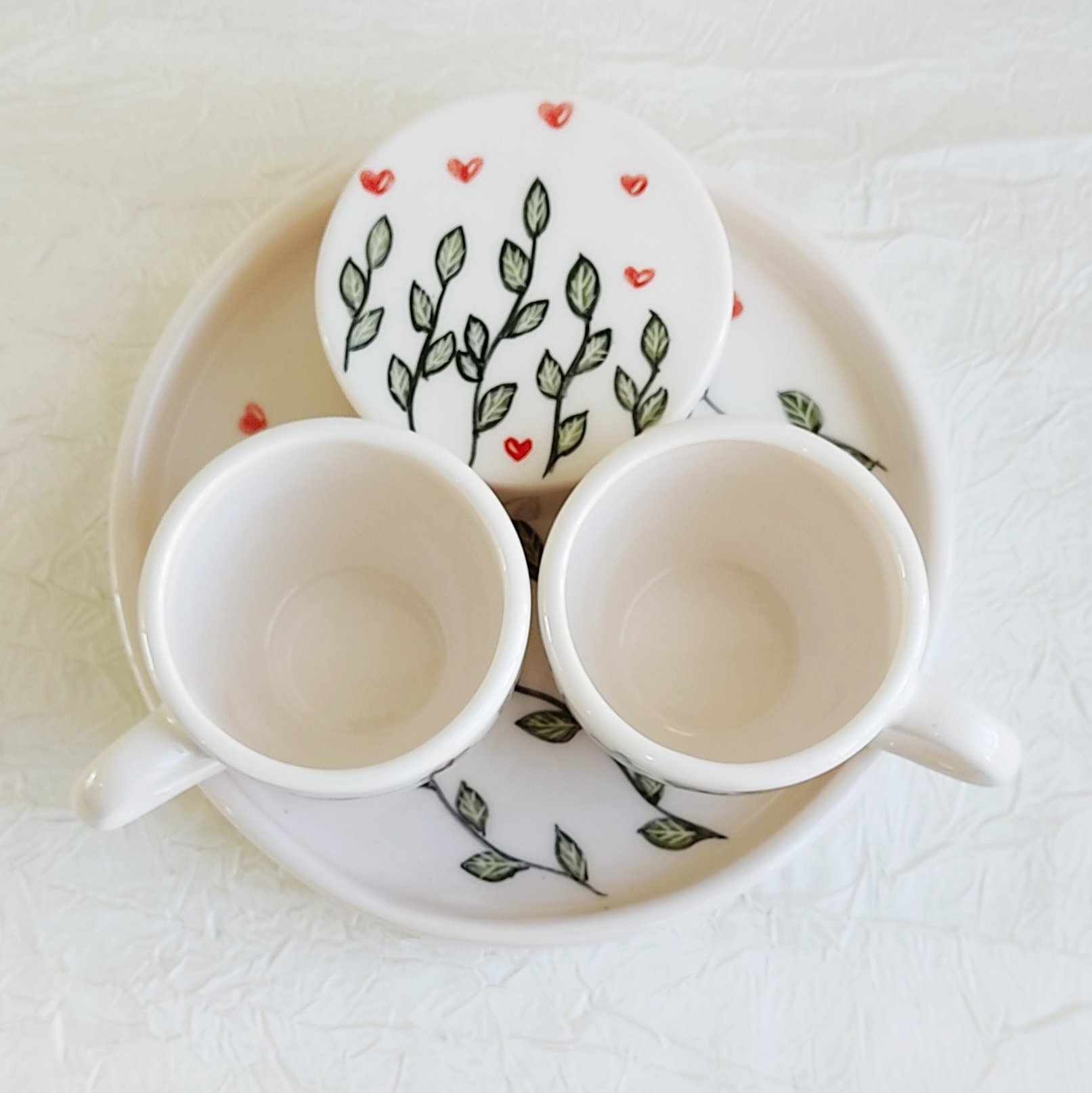 ست چای خوری دو نفره با قندان کد 2 سرامیکی دستساز 