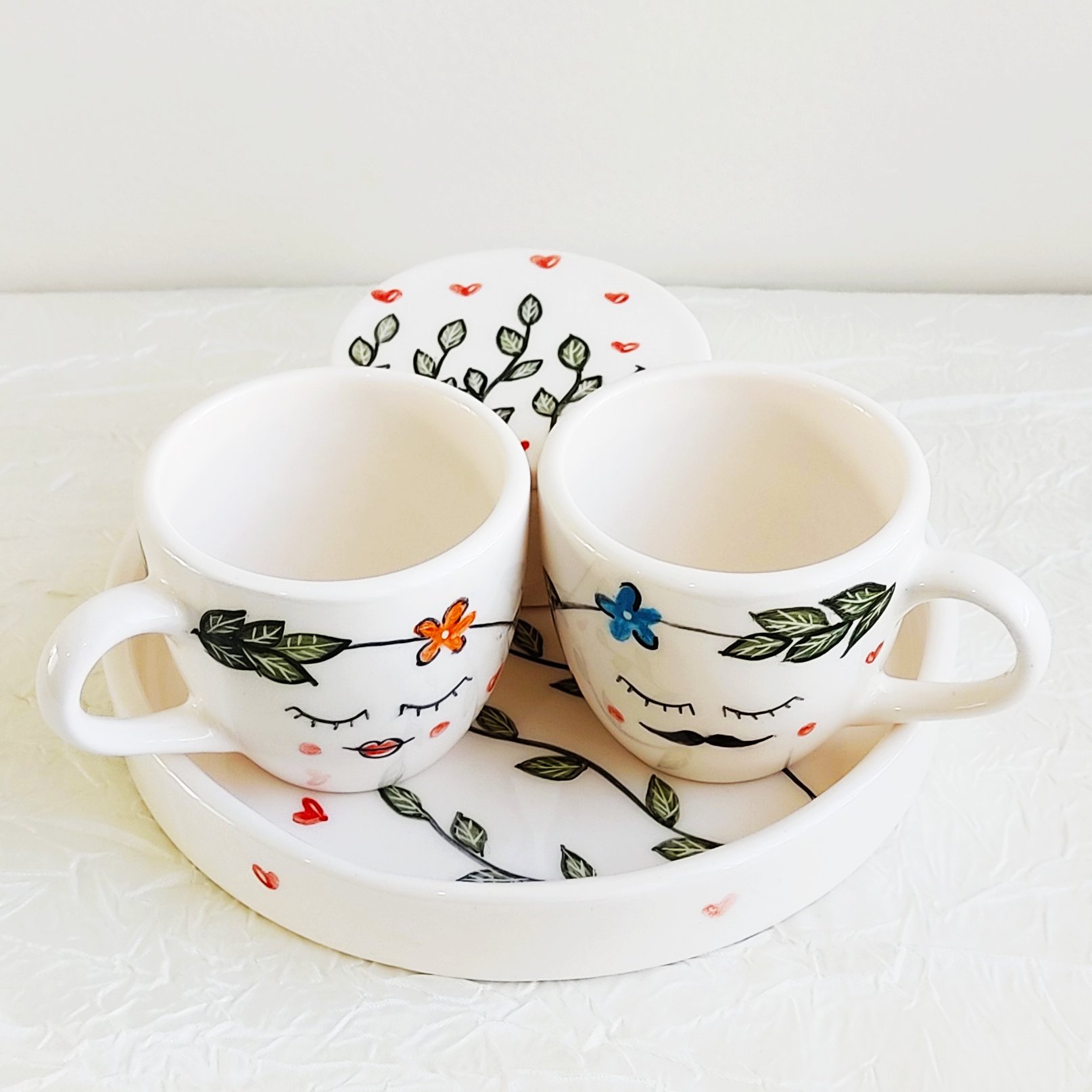 ست چای خوری دو نفره با قندان کد 2 سرامیکی دستساز 