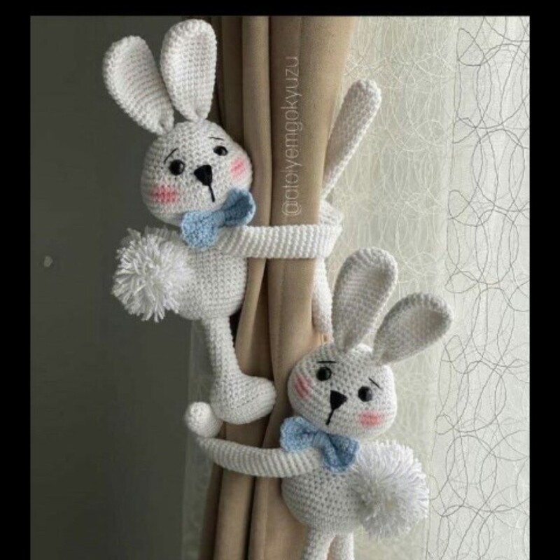 عروسک بافتنی خرگوش پرده جمع کن فروش دونه ای180 با رنگ دلخواه