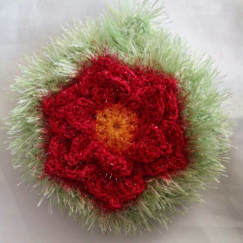 28 - ظرف شور بافتنی طرح گل برجسته2