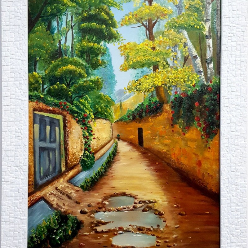 تابلو " کوچه باغ "
تکنیک رنگ روغن
ابعاد 40 ×60 سانتی متر
