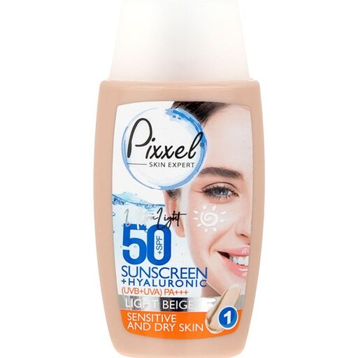 ضد آفتاب رنگی پیکسل مناسب پوست خشک  و حساس SPF50 بژ روشن حجم 50 میل