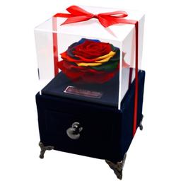 رز جاودان دکوفیوره مدل جعبه موزیکال کشودار کوکی ملودی عاشقانه طرح گل رنگارنگ 