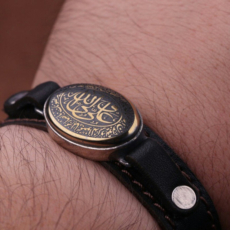 دستبند چرم طبیعی گاوی دستبند مردانه