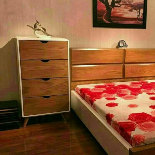 سرویس تختخواب چوب راش و ام دی اف مدل کیان در ابعاد 180در 2