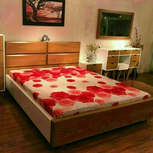 سرویس تختخواب چوب راش و ام دی اف مدل کیان در ابعاد 180در 2