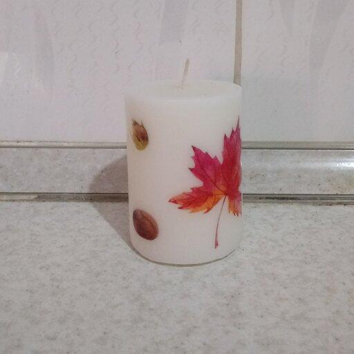 شمع استوانه ای ست سه تایی طرح پاییزی