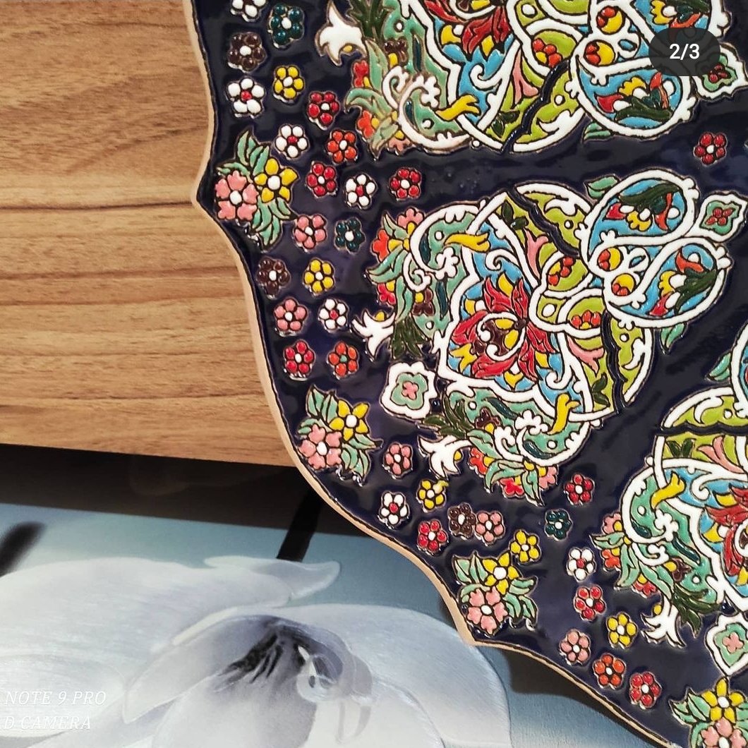 میوه خوری بدون پایه و دیوارکوب سفالی میناکاری