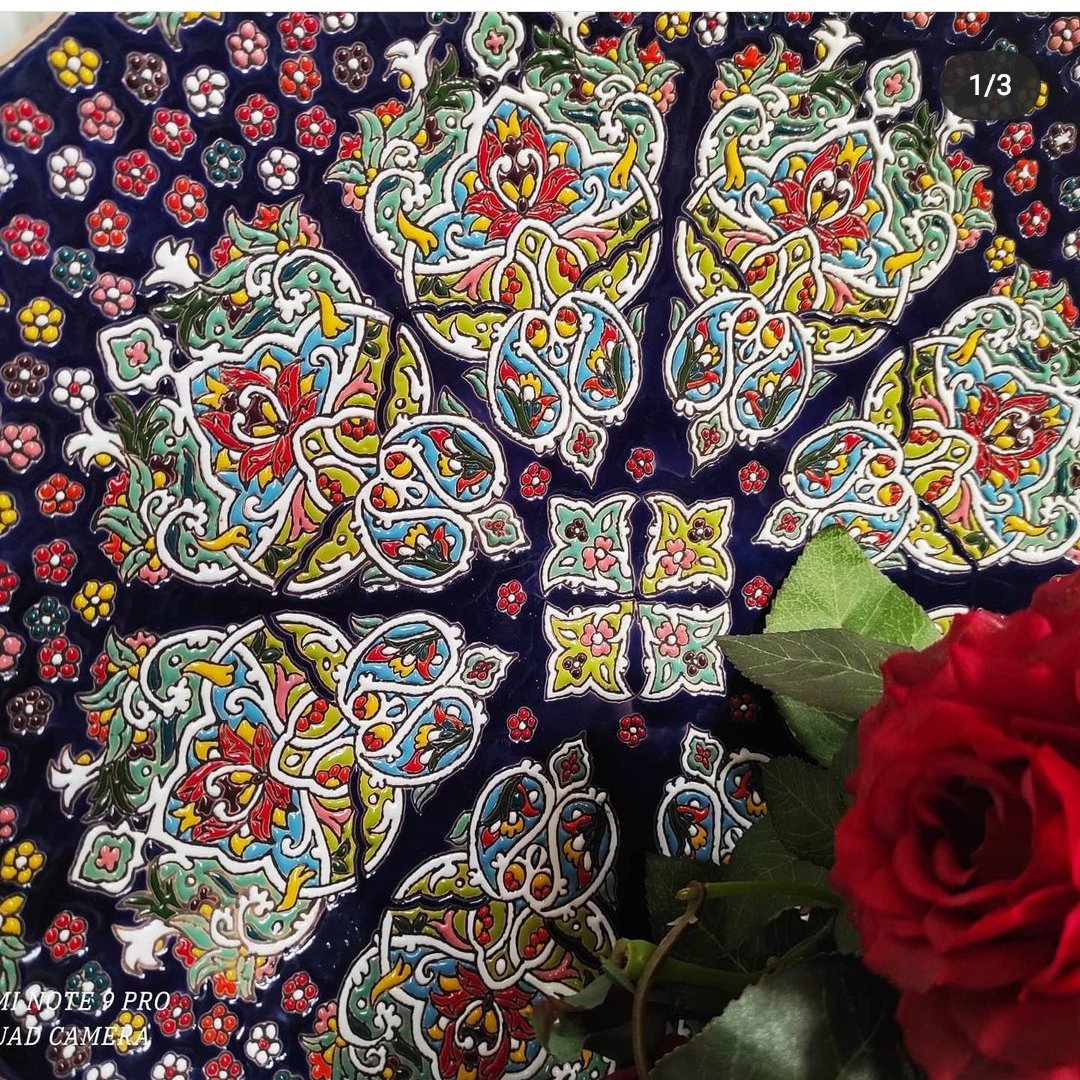 میوه خوری بدون پایه و دیوارکوب سفالی میناکاری