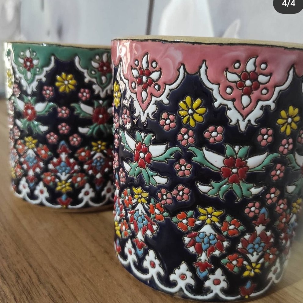 ست جاقلمی خانم و آقا ، سفالی میناکاری