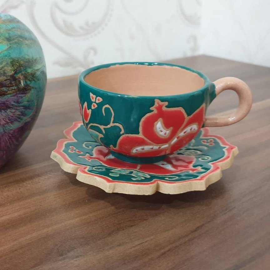 ست دونفره فانتزی سفالی میناکاری