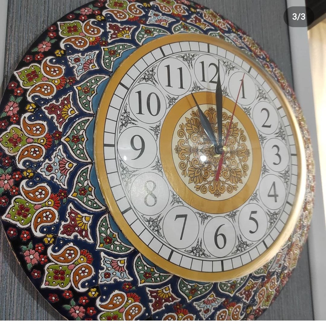 ساعت دیواری سایز بزرگ سفالی میناکاری کد 01