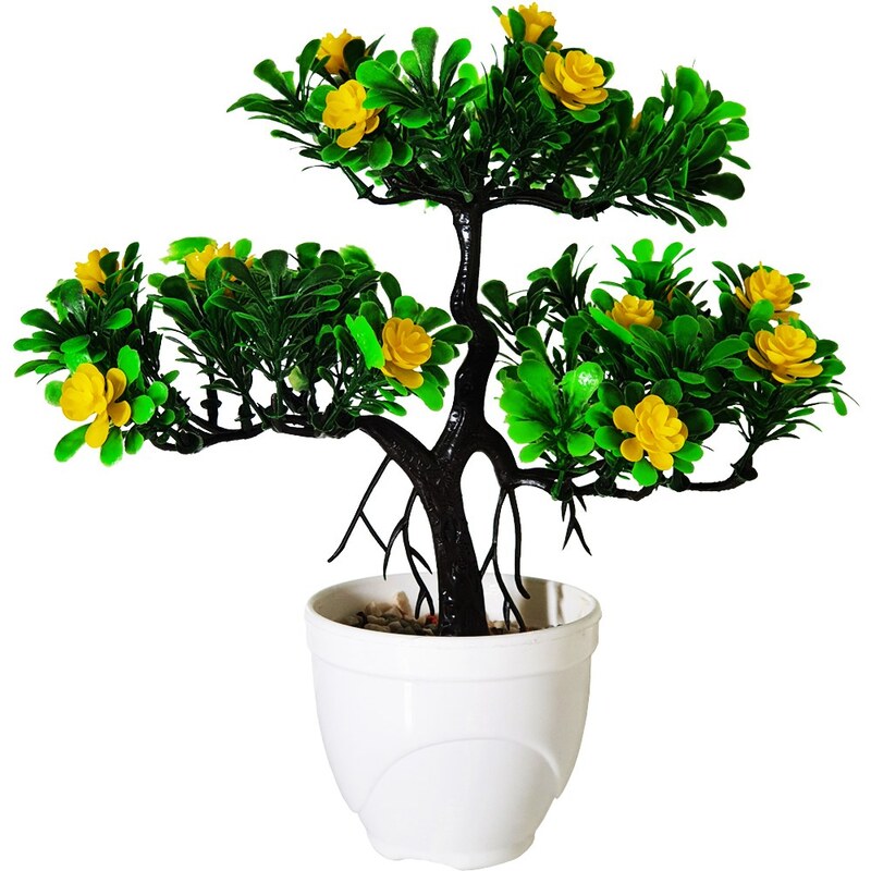 گلدان به همراه درختچه مصنوعی مدل بنسای کد Q12