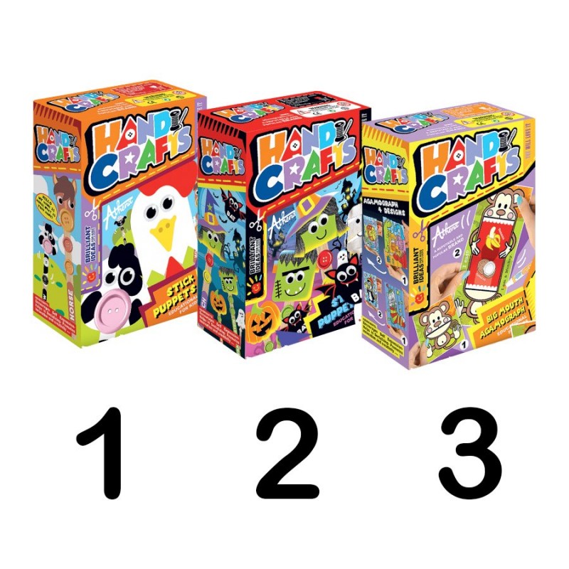 سه بسته از محصولات غرفه وقت بازی بچه ها به انتخاب شما، شامل پک های کاردستی و پازل گرد
