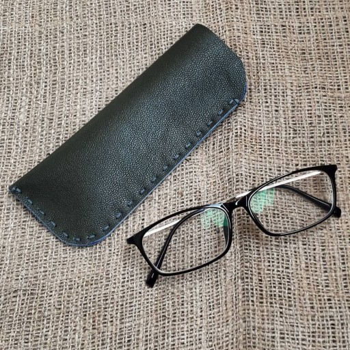 کاور عینک سبک و کم حجم چرم بزی یشمی دستدوز و دستساز