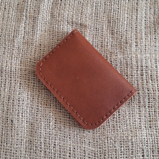 کیف کارت چرم طبیعی دست ساز با ترکیب رنگ عسلی و قهوه ای