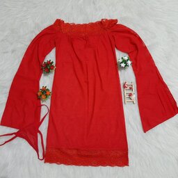 لباس خواب فانتزی زنانه  با یقه و آستین جذاب  مناسب سایز38تا 40در دو رنگ مشکی و قرمزکد 1041