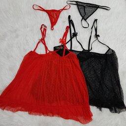 لباس خواب فانتزی زنانه سایز بزرگ مناسب سایز 44تا 48 در دورنگ مشکی و قرمز کد2006
