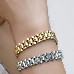 دستبند رولکس رنگ طلایی استنسل استیل عیار بالا 