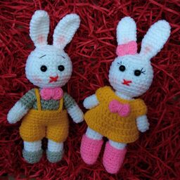 عروسک بافتنی مدل آقا و خانم خرگوشه