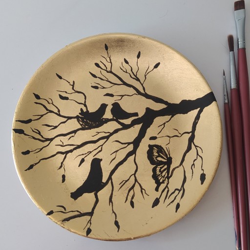 دیوارکوب ورق طلا شاخه و پرنده