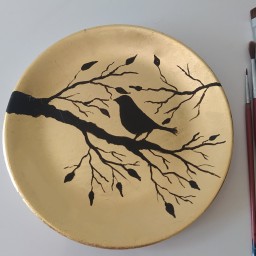دیوارکوب ورق طلا پرنده و شاخه