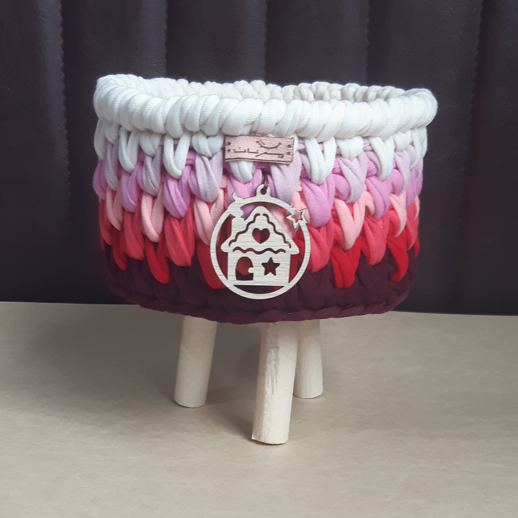 سبد قلاب بافی تریکو پایه دار مجموعه سه عددی