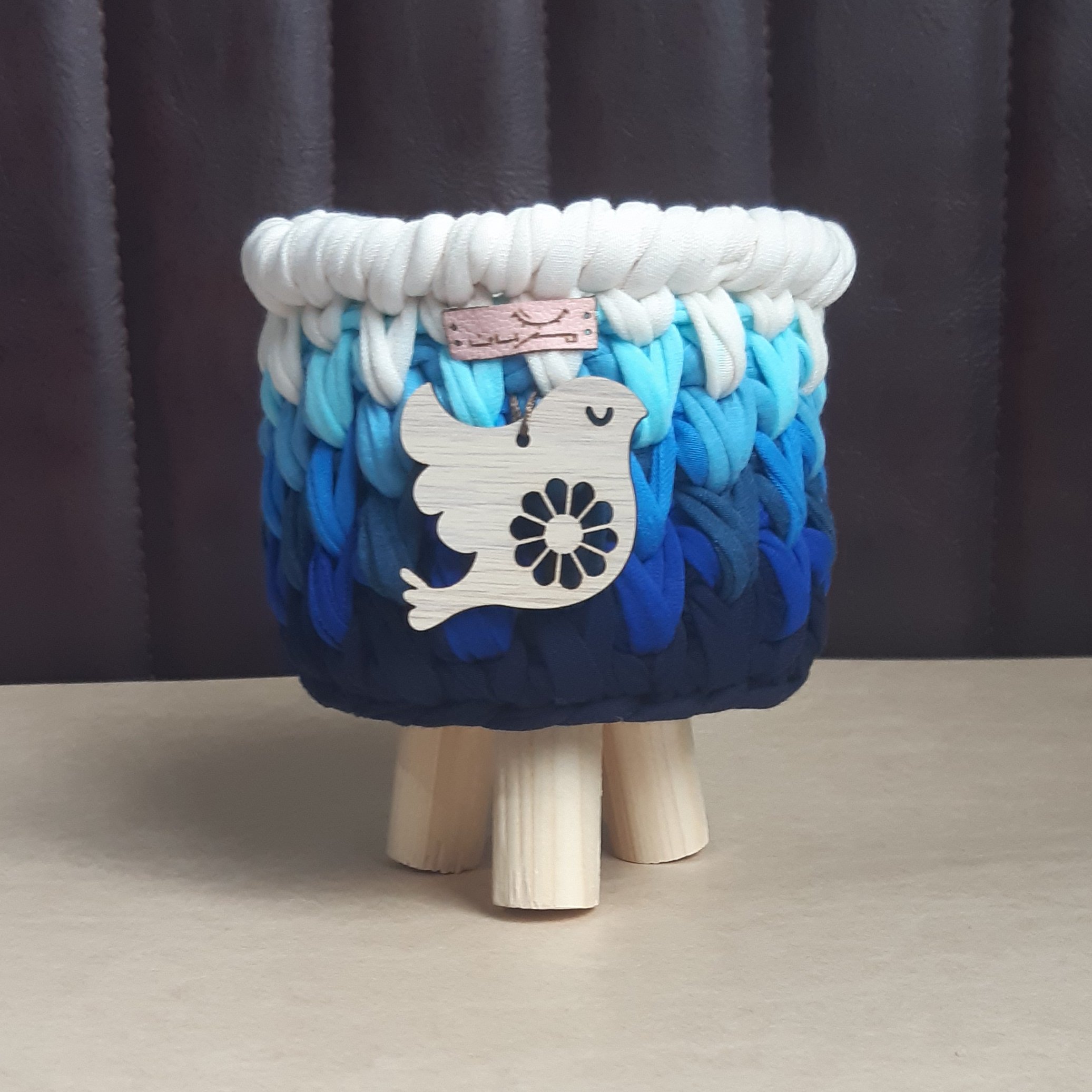 سبد قلاب بافی تریکو پایه دار مجموعه سه عددی