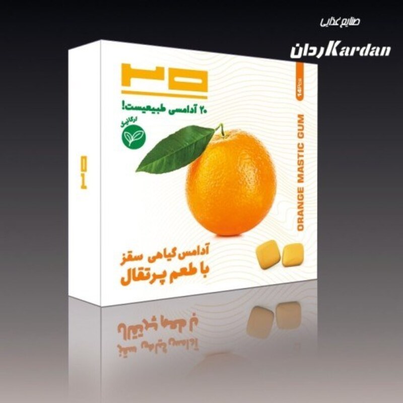 آدامس گیاهی سقز -پرتقال 5ستاره فدک (شیرین شده با شکر قهوه ای)