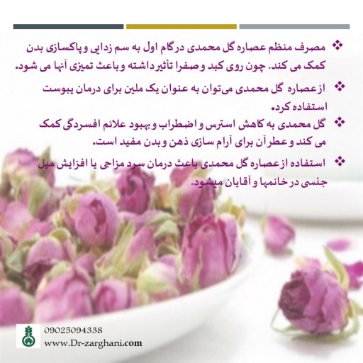 عصاره خوراکی گل محمدی ارگانیک دکتر زرقانی(120 سی سی)
