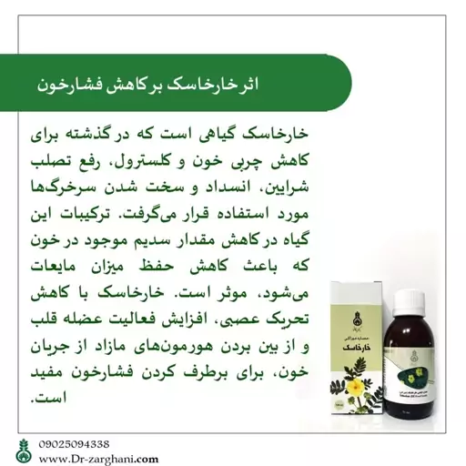 عصاره خوراکی خارخاسک دکتر زرقانی(120 سی سی)