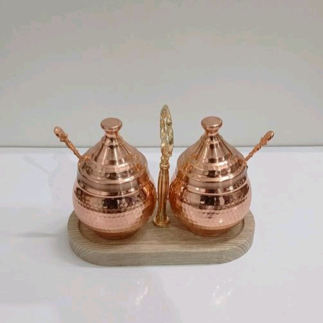 ست دوتایی جا ادویه مسی نانو شده استند دار