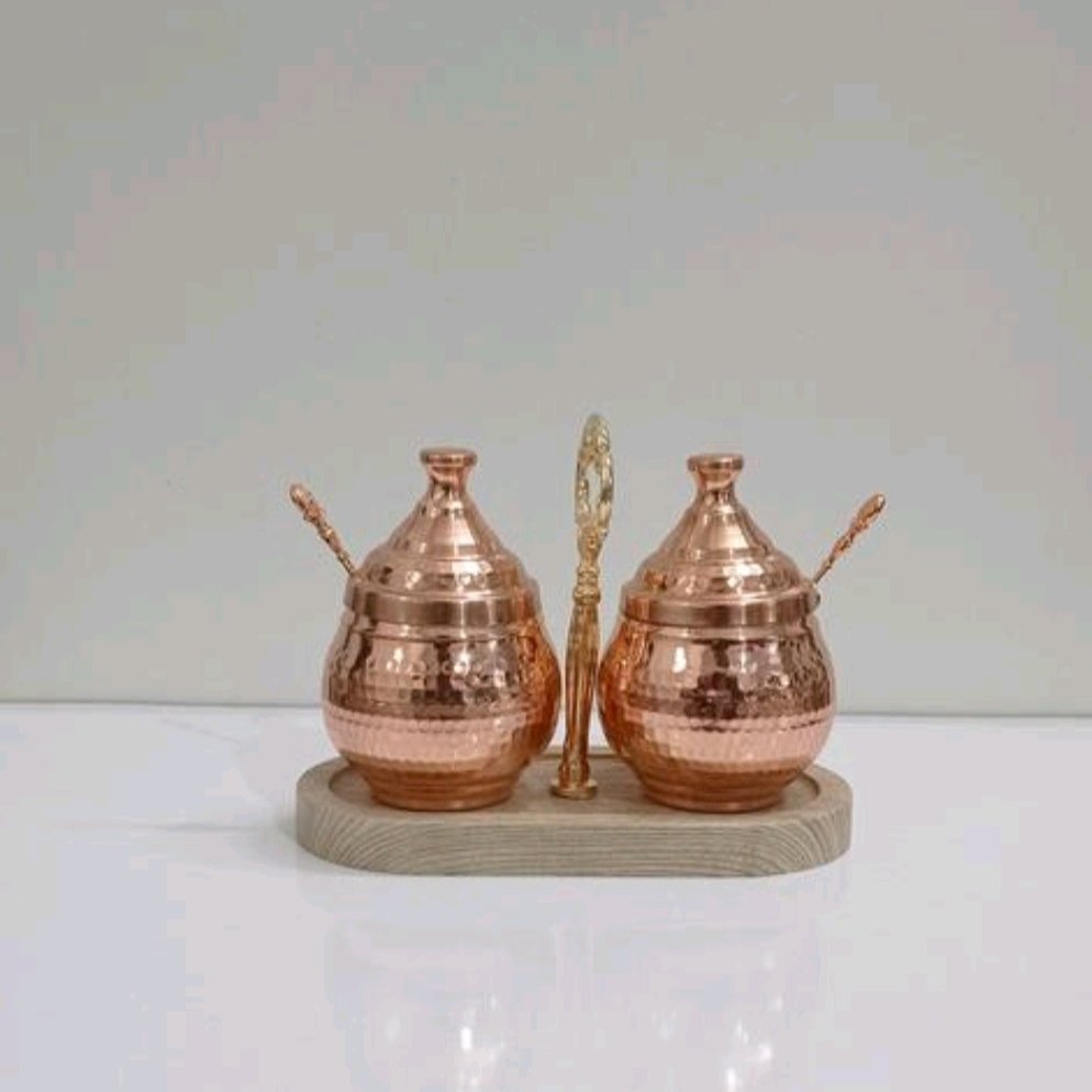 ست دوتایی جا ادویه مسی نانو شده استند دار