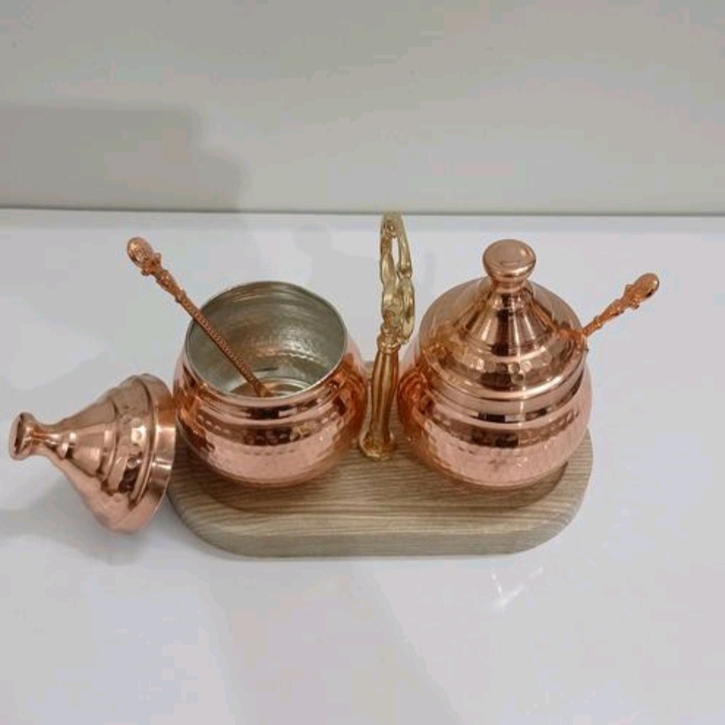ست دوتایی جا ادویه مسی نانو شده استند دار