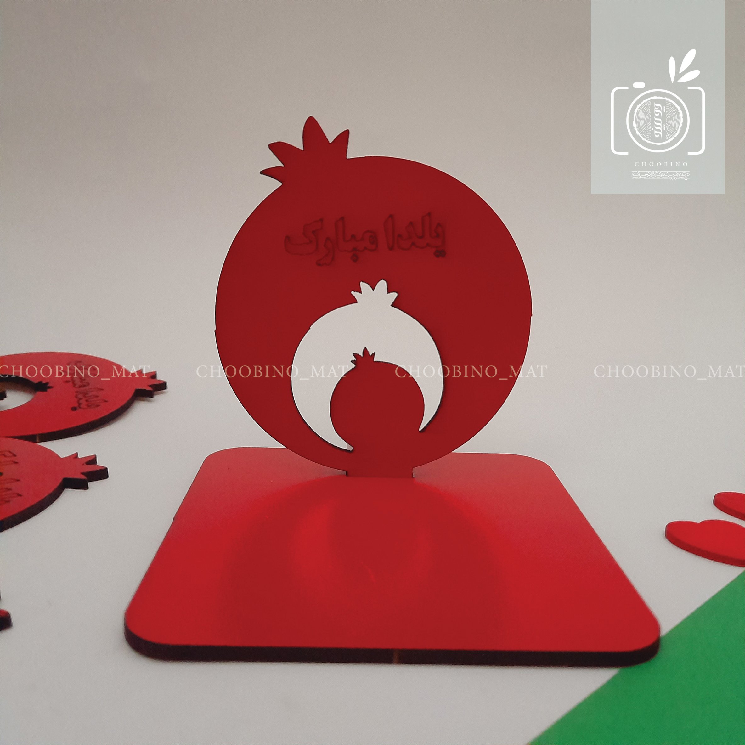یلدا جاشمعی چوبی طرح انار یلدا مناسب هدیه و یادگاری به دانش آموزان به مناسبت شب یلدا