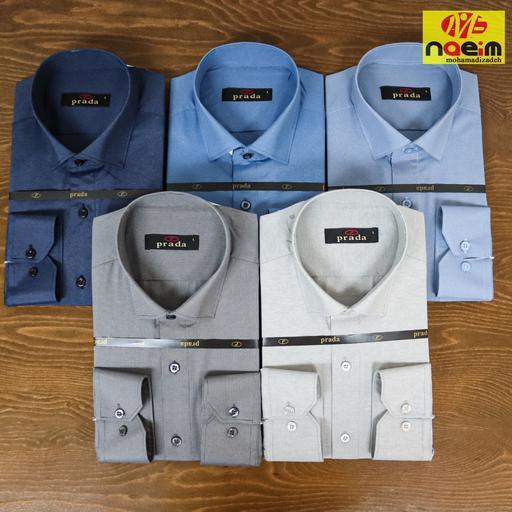پیراهن بافت ریز جعبه ای مردانه Prada سایز L . XL قواره دار تک جیب مجلسی اداری