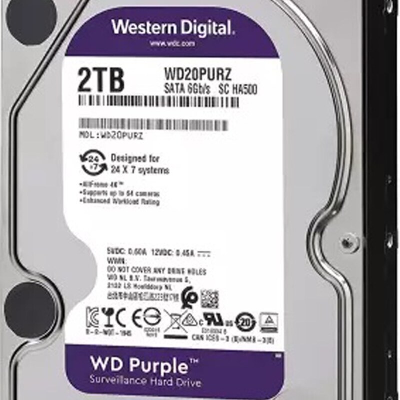 هارددیسک  وسترن دیجیتال مدل Purple WD20PURZ ظرفیت 2 ترابایت گارانتی شرکتی12 ماه