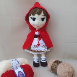 عروسک بافتنی خاص دختر شنل قرمزی 40 سانتی