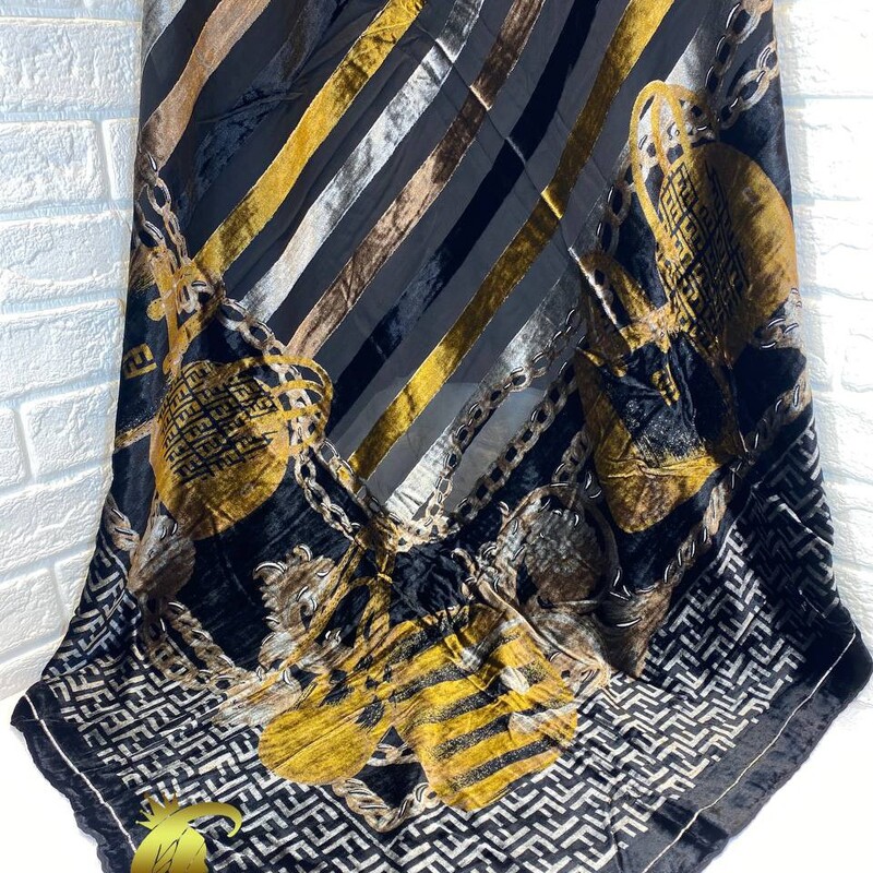 روسری مخمل اورجینال مشکی طلایی فوقالعاده پرفروش و باکیفیت