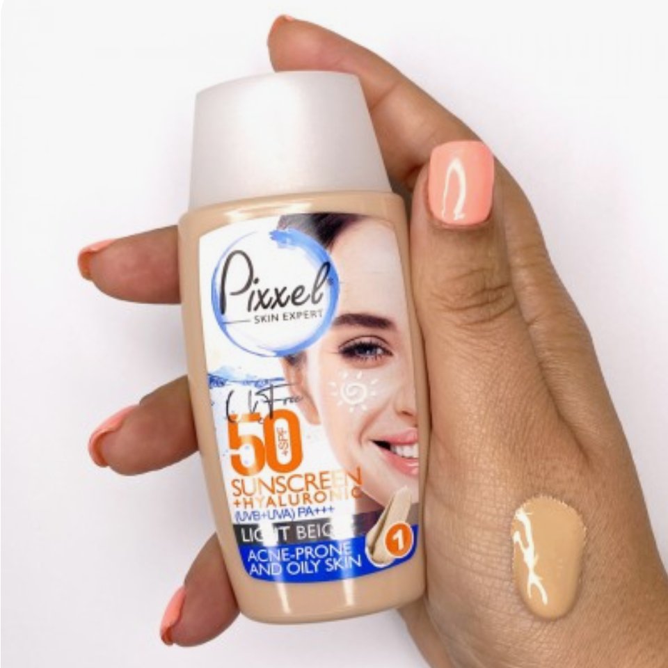 کرم ضد آفتاب رنگی پیکسلspf+50مناسب پوست چرب و جوشدار و مختلط-حجم50 میلی لیتر