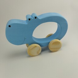 اسباب بازی اسب آبی چرخ دار چوبی