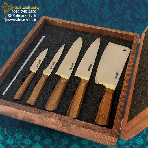 ست 6 پارچه چاقوی آشپزخانه تمام استیل الماس زنجان  (تضمینی)