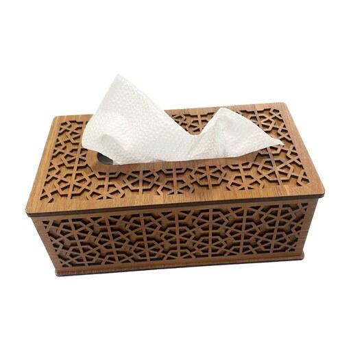 جعبه دستمال کاغذی چوبی طرح مشبک