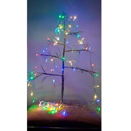 دکوری درخت کاج کریسمس  سیمی همراه ریسه ال ای دی 10 متری چند رنگ مولتی