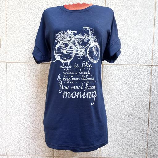 تی شرت زنانه قواره دار طرح دوچرخه