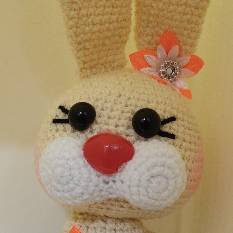 خرگوش خانم تپلی با گوش هایی که ایستاده می مونن لباس سورمه ای و دامن کوتاه صورتی