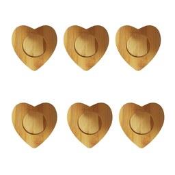 ست 6 عددی زیر لیوانی  (زیر فنجانی) چوبی بامبو مدل Heart کد Gw52001003