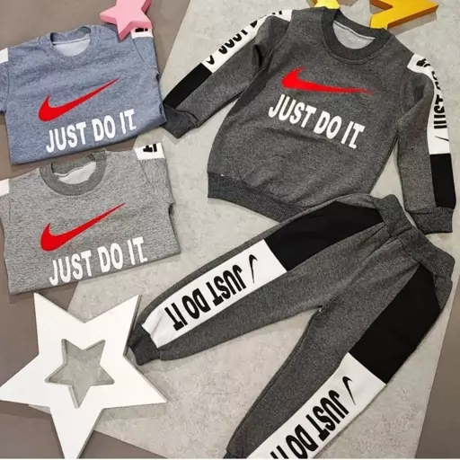 بلوز شلوار ملانژ پسرانه طرح Just do it 